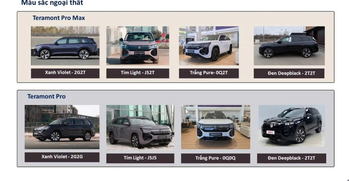 Màu xe Volkswagen Teramont Pro